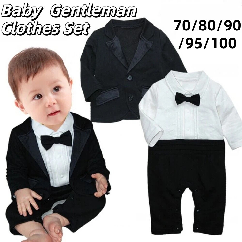 Baby Clothing Bundles - 2 adet/takım siyah smokin beyefendi patron