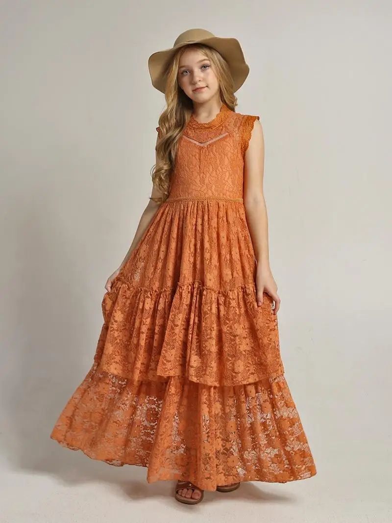 Baby Clothing Crochet - Kız Çocuk Çiçekli Elbise Dantel Pamuklu