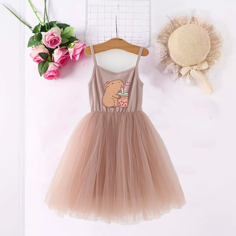 Baby Clothing In Summer - Capybara Kız Elbise Anime Baskılı Sevimli